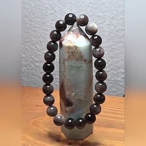 Silver sheen obsidian braclet